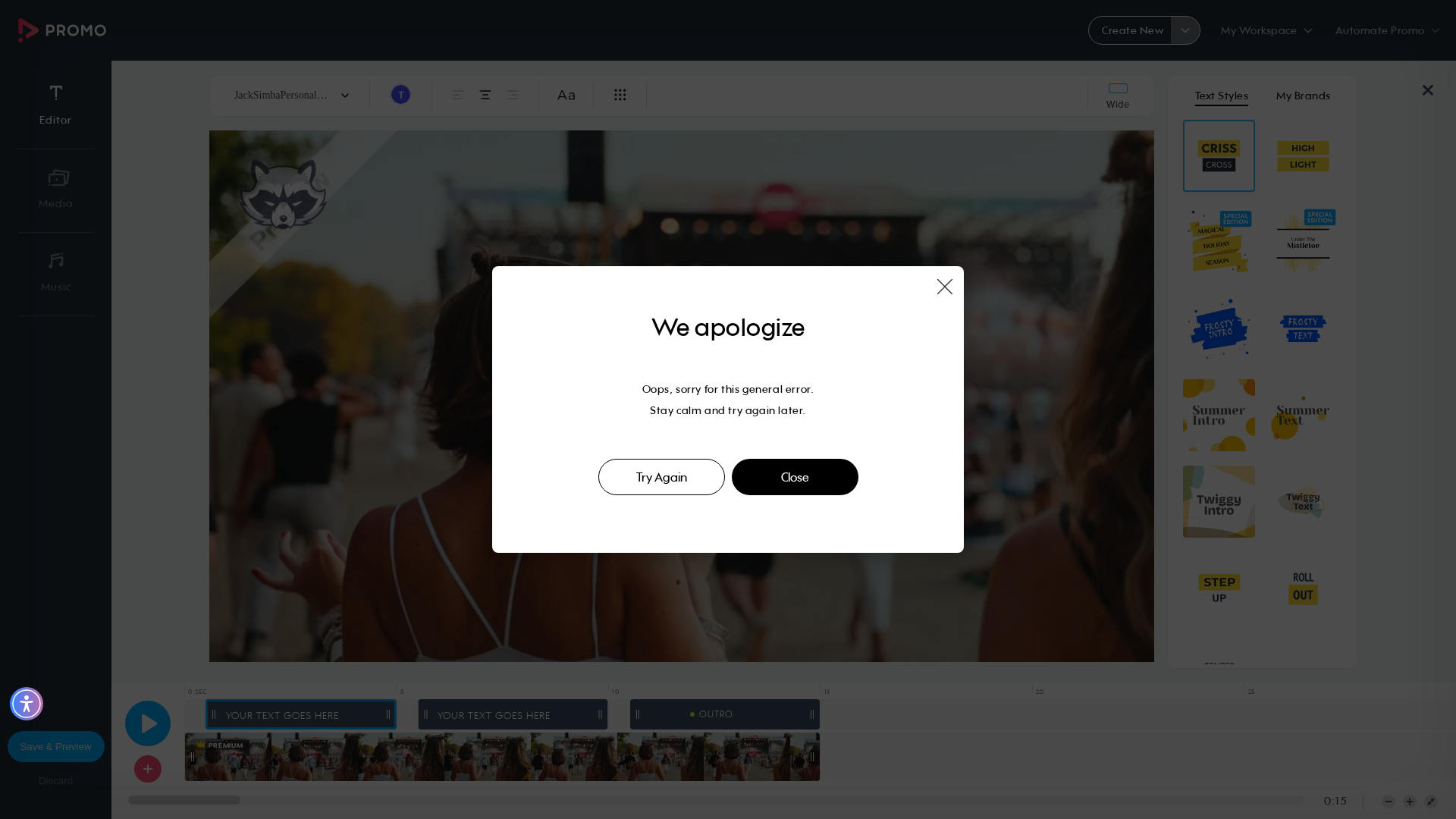 Test failure screenshot
